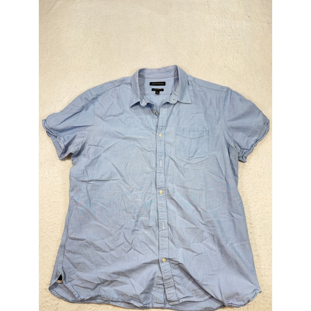 Banana Republic Camden Fit Mens XL Light Blue Short Sleeve Button Down Shirt